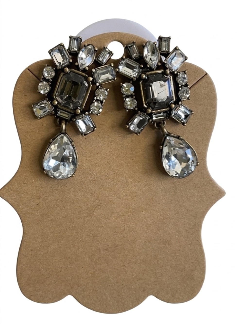 WA Studios Silver Crystal Drop Art Deco Earrings